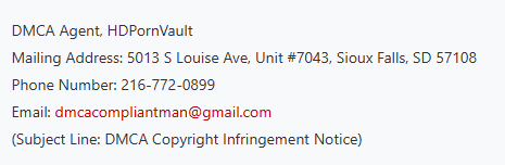 DMCA Agent Contact Information